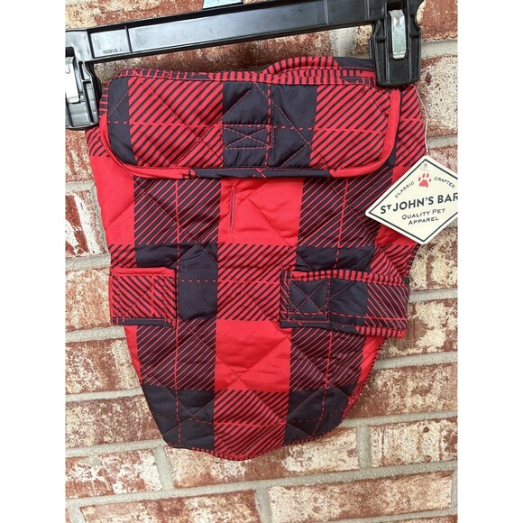 St John’s Bark Quality Pet Apparel Dog Quilted Jacket Coat Red Plaid Small - Picture 4 of 10
